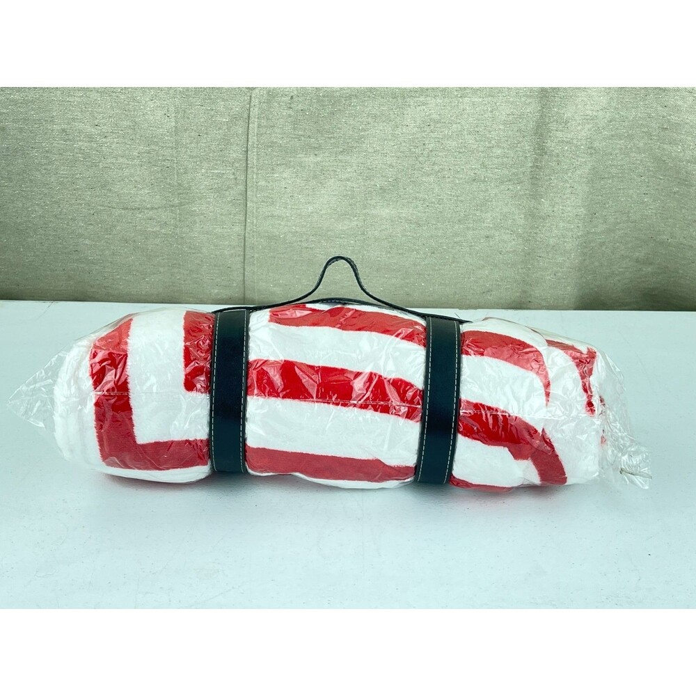 Brand New Guess Plush Red And White Throw Blanket